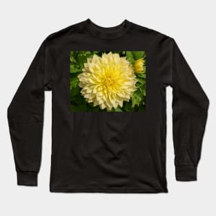 Bright Yellow Dahlia Flower Closeup Long Sleeve T-Shirt